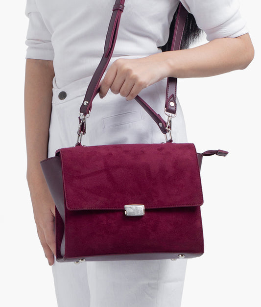 Burgundy suede mini messenger bag