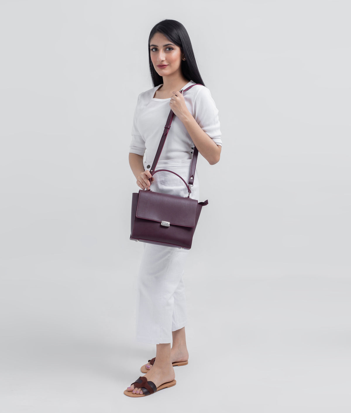 Burgundy mini messenger bag