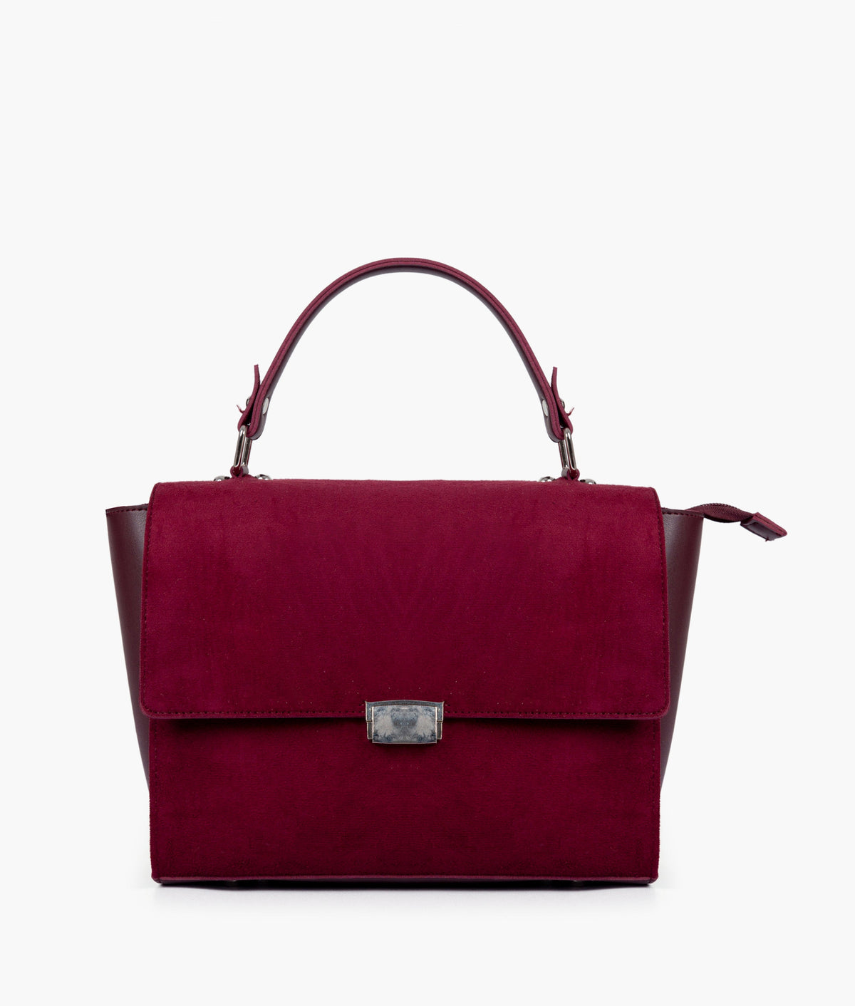 Burgundy suede mini messenger bag