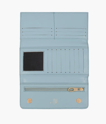 Sky blue three-fold wallet